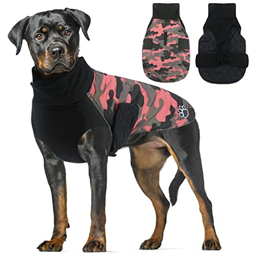 Abrigo de invierno para perros ropa para mascotas para clima frío, chaqueta reflectante aislante impermeable, abrigo de nieve cálido para perros extra pequeños, camuflaje rosa XS