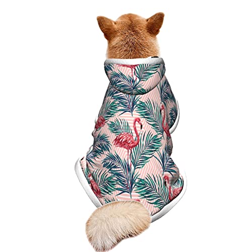 Abrigo de perro con capucha para mascotas,Abrigo de invierno para perro de flamencos rosados cálidos