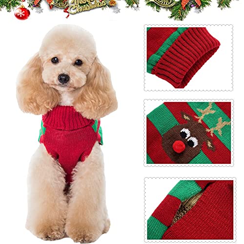ABRRLO Jersey de punto para perros con diseño de rayas, ideal como regalo (rojo + verde, L)