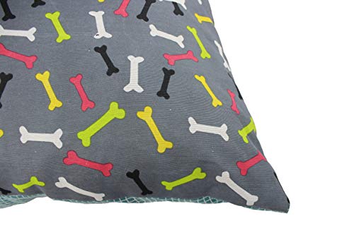 Acomoda Textil - Cama para Perros, Cama Antideslizante de Tela para Mascotas, Mullida y Cómoda. (60x50 cm, Huesos)