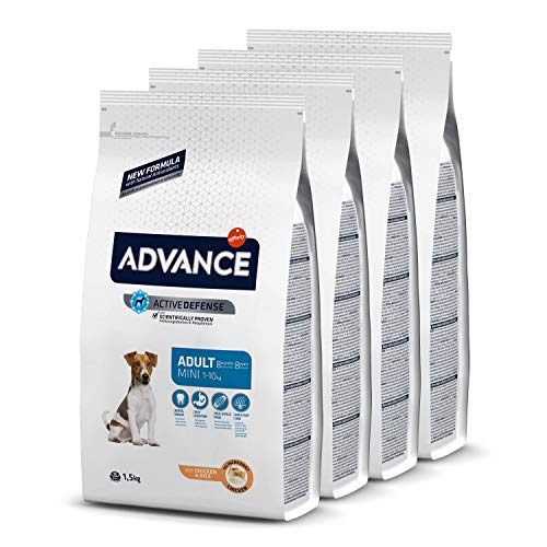 ADVANCE Adult Mini - Pienso Para Perros Adultos De Razas Pequeñas Con Pollo - Pack De 4 x 1,5 kg - Total 6 kg