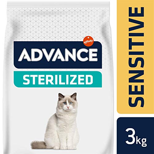 ADVANCE Sensitive Sterilized - Pienso Para Gatos Esterilizados Con Sensibilidades Digestivas - Pack De 3 x 3kg - Total 9 Kg