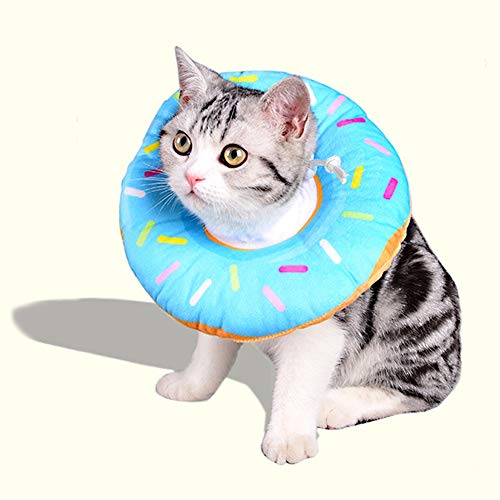 AEITPET Collar isabelino Gato, Collar de recuperación para Mascotas, Collar de protección para Gatos, de Mascota Collar Cono Protector Collares de Suave Ajustable Collar (XS, Azul)