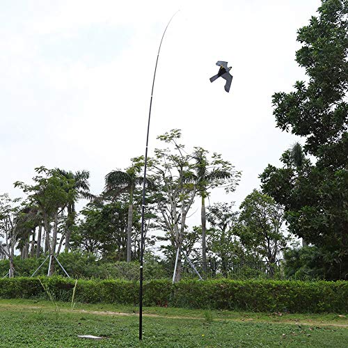 Ahuyentador de pájaros, pájaro Scarer Defensa de pájaro Negro con Varilla telescópica de Fibra de Vidrio de 7 m, Figura de jardín Cometa protección de pájaro Defensa de Paloma