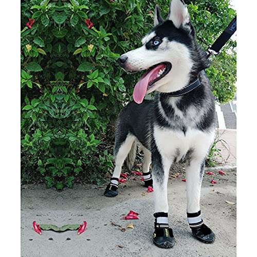AIBAOBAO Zapatos Perro, Botas para Perros, Botas Protectoras de la Pata del Perro, 4 Pcs Zapatos Perro Antideslizante Deportes Botas de Escalada, para Largas Caminatas de Invierno