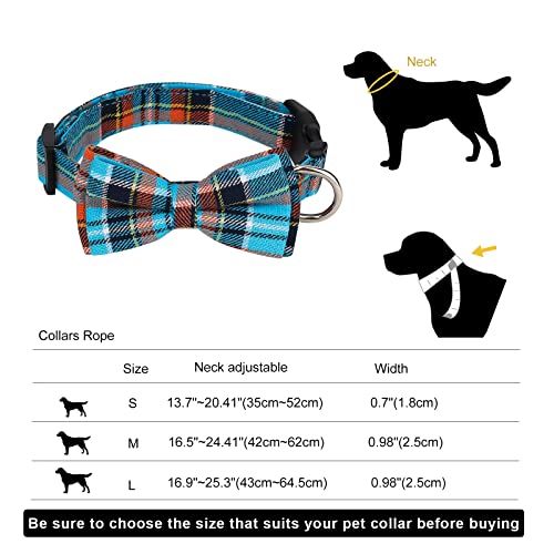 AIEX 1pc 64.5x2.5 cm Collares para Mascotas a Cuadros Azules con Pajarita, Azul Clásico Collar Navideño para Mascotas para Perros Gatos y Otras Mascotas (Grande)