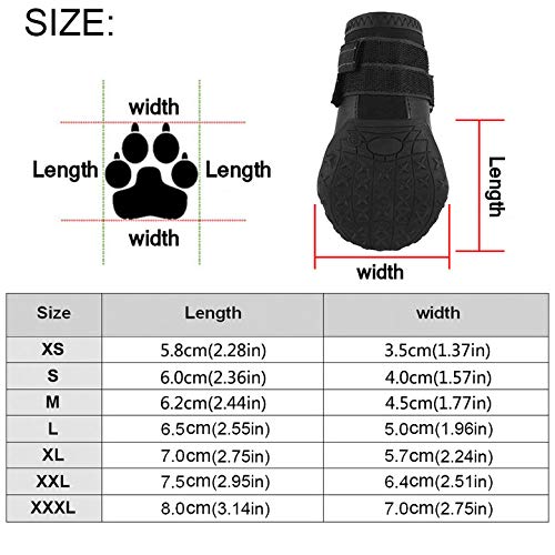 AILOVA - Calzado impermeable para perro, botas protectoras antideslizantes y resistentes al desgaste para aire libre, con correa reflectante y suela de goma para perros pequeños, medianos y grandes