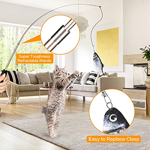 AILUKI Juguete de menta gata y pez, juguete para gatos, USB eléctrico, juguete interactivo, 30 cm, simulación realista de peluche para masticar, juguete para gatos y gatitos