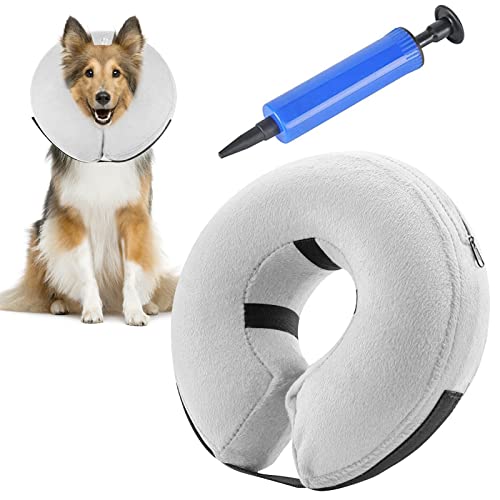 AKOFIC Collar de Recuperación Inflable para Perros, Collar de Protección Ajustable Hinchable de Mascota Perro, Cono de Cuello Isabelino para Perros Gatos Mascotas Recuperación de Cirugía o Heridas
