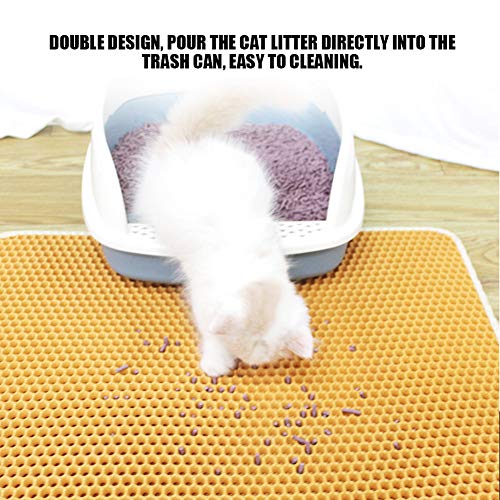 Alfombrilla de arena para gatos, alfombrilla de limpieza a prueba de orina para gatos Accesorio lavable con orificio de malla Almohadilla para caja de arena plegable impermeable para gatos(Amarillo)