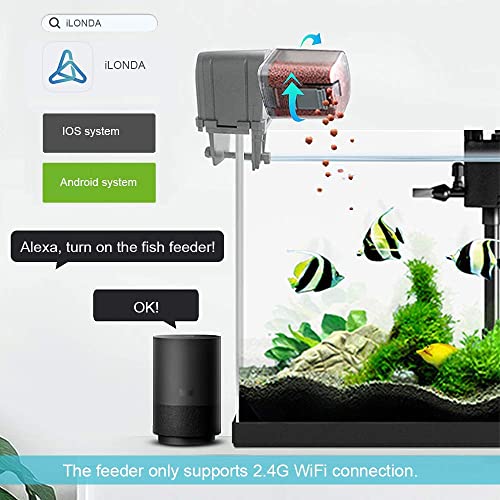 Alimentador de Peces Automático Acuario Contador de Alimentación ,Alimentador de Control Remoto Inteligente para Máquina de Alimentación con Voz Compatible con Alexa