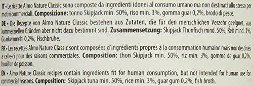 Almo Nature Comida Húmeda Natural de Atún Skipjack-Bacalao (24 latas x 95g). Alimento para Perros Monoproteíco Enlatado HFC Cuisine. Snack Complementario sin Gluten, 2280