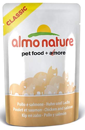 Almo Nature - Comida húmeda para gatos con pollo y salmón, 55 g, 1 unidad