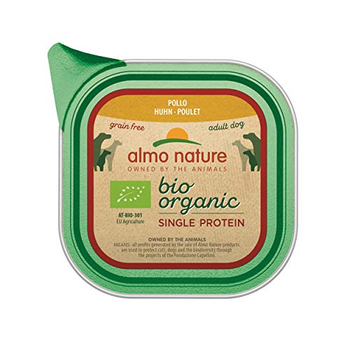 Almo Nature - Comida orgánica para Perros con proteínas de Pollo, sin Grano (Paquete de 11 bandejas de 150 g)