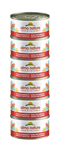 Almo Nature Legend - Alimento para gatos, pollo y gambas, 6 x 70 gramos