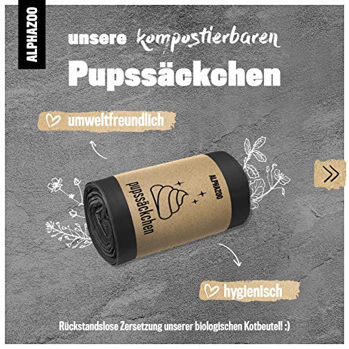 alphazoo Pupssäckchen Bolsas de caca para perros pack XXL 600 piezas, bolsas de caca de almidón de maíz biodegradables, bolsas para perros extra grandes, a prueba de fugas y resistentes