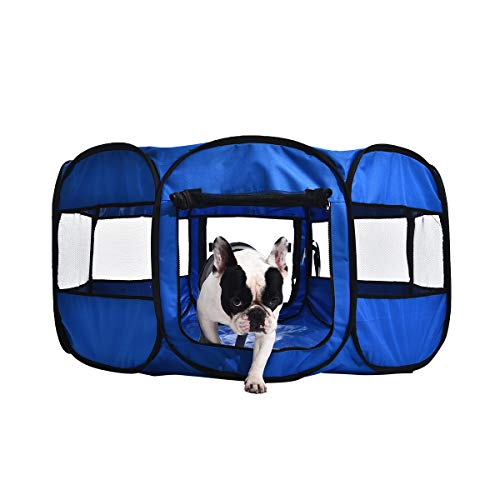 Amazon Basics – Corral para mascotas suave y transportable, 114 cm, Azul