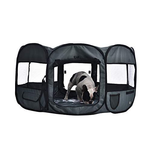Amazon Basics – Corral para mascotas suave y transportable, 114 cm, Gris