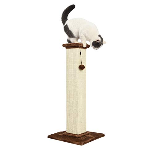 Amazon Basics - Poste rascador para gatos de primera calidad, alto y grande, 40,6x88,9x40,6 cm, alfombra marrón