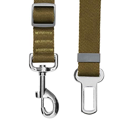 Amazon Brand - Umi Classic - Cinturón de Seguridad para Perros Ajustable, Resistente y Seguro; Debe usarse con arnés (Verde Oliva)