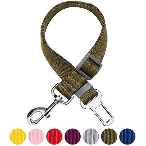 Amazon Brand - Umi Classic - Cinturón de Seguridad para Perros Ajustable, Resistente y Seguro; Debe usarse con arnés (Verde Oliva)
