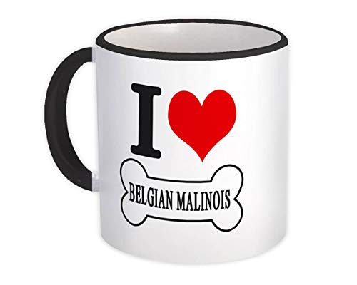 Amo el pastor belga malinois : Taza de Regalo : Mascota Hueso Lindo Perro Mamá Perro Papá - Blanco con mango negro