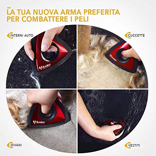 ANALAN Mini Quitapelos para Mascotas Cepillo quitapelo de Perros y Gatos para alfombras, Ropa y sofá（1 Cepillo con 1 Hoja Extra） (Diamond Black)