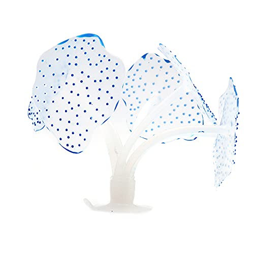 ANCLLO 2 piezas de acuario de coral de silicona artificial coral para decoración de pecera acuario paisaje, colorido efecto brillante planta de mar ornamento con ventosa azul