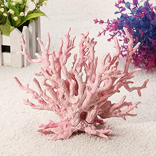 ANCLLO Acuario Artificial Coral en forma de rama Resina de Coral falso Adorno de planta de coral vivo Colorido Pecera Decoración de planta de agua de plástico (Rosa 17x13cm)