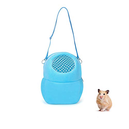 Andiker Bolsa de transporte para mascotas de compañía, portador de viaje para mascotas con correas de nailon y bolsa para pequeño animal de compañía, disponible para Hamster (S, azul)