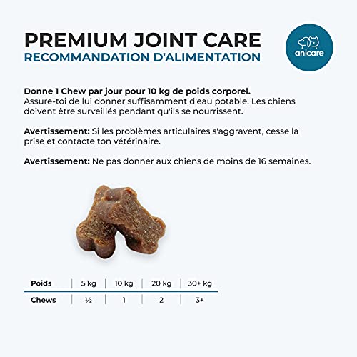Anicare Premium Joint Care: Masticables Altamente concentrados para Perros Que rechazan Las Pastillas para Las articulaciones. con glucosamina, condroitina, MSM y mejillón de Nueva Zelanda