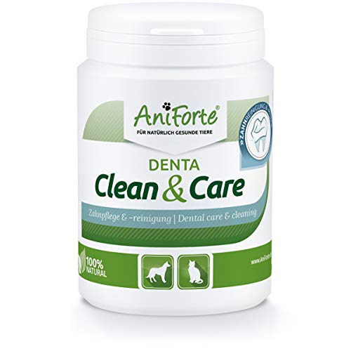 AniForte Denta Clean and Care Powder para Perros y Gatos 150g - Producto Natural para el Cuidado de los Dientes. Dientes Blancos, Aliento Fresco, Prevención de Placa, Cuidado Dental, Polvo de Dientes