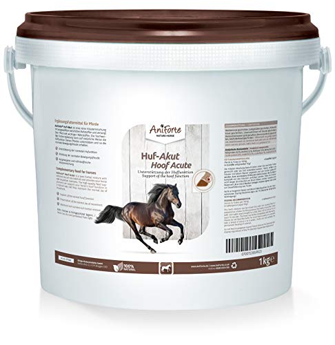 AniForte Hoof Acute Natural Product for Horses 1kg - alimento mineral natural - rico en vitaminas, hierbas y sustancias vitales, apoya la función vital de los cascos y el sistema locomotor
