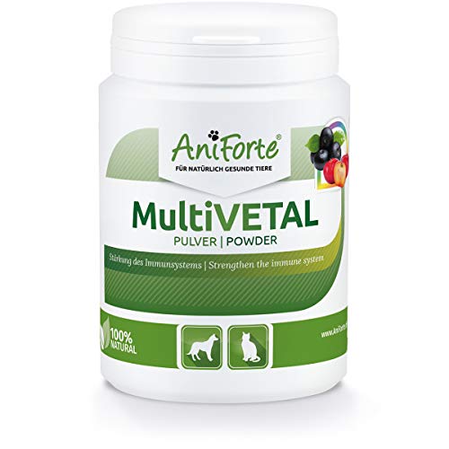 AniForte MultiVETAL es un multivitamínico en polvo para perros, gatos 100g - Vitaminas, minerales y nutrientes naturales para ayudar a las defensas de manera natural