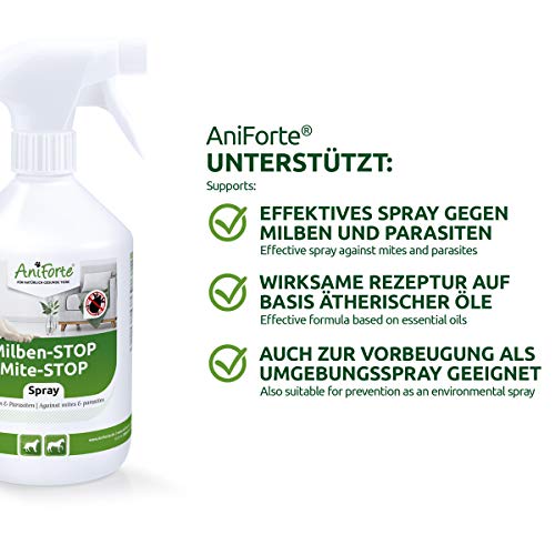 AniForte Spray antiácaros para Perros y Gatos 250 ml - Spray antiácaros para una Defensa eficaz contra Insectos y parásitos. Protección contra infestación de ácaros