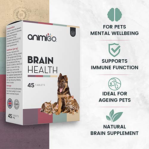 Animigo Salud Mental para Perros y Gatos | Suplemento para Salud Cognitiva con Glucosamina, Vitaminas y Minerales