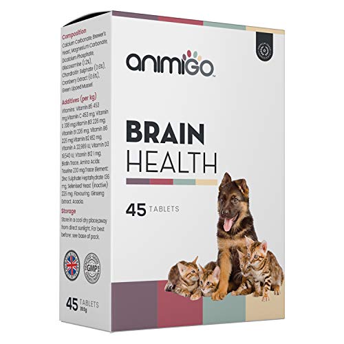 Animigo Salud Mental para Perros y Gatos | Suplemento para Salud Cognitiva con Glucosamina, Vitaminas y Minerales