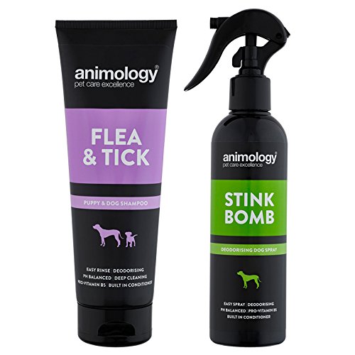 Animology Pulgas y garrapatas Puppy&Dog Shampoo and Stink Bomb Refreshing Dog Spray Set