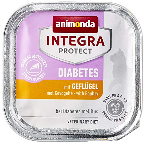 animonda Integra Protect Diabetes para gatos, comida dietética para gatos, comida húmeda para gatos con diabetes mellitus, con ave, 16 x 100 g