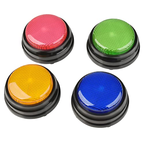 Answer Buzzer Mejorado Con Función De Grabación, Dispositivo De Grabación Para Niños, Botones Para Perros, 4 Botones De Color Naranja + Azul + Verde + Rosa, Botón De Grabación Independiente