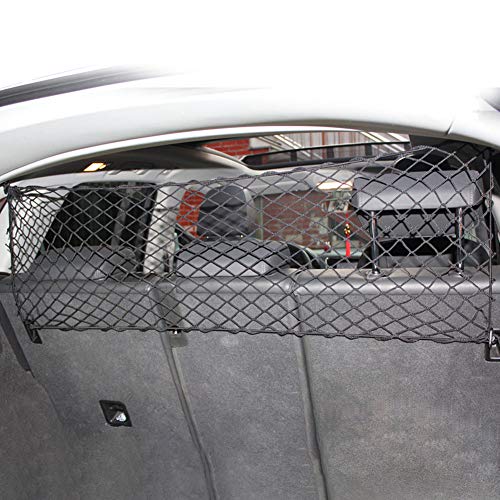 Anwangda Malla protectora para mascotas para coche, doble capa, barrera para perros, malla para maletero, accesorios de seguridad, red flexible para la mayoría de los tipos de coches (tamaño negro)