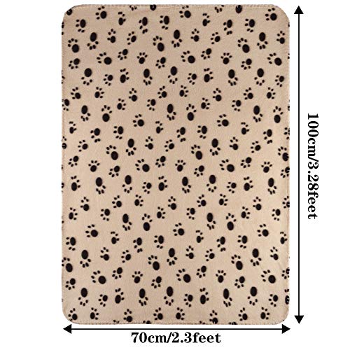 Aodaer Paquete de 4 mantas para mascotas con estampado de patas, manta de animales para perros pequeños, color negro, gris, beige y azul claro, 70 x 100 cm