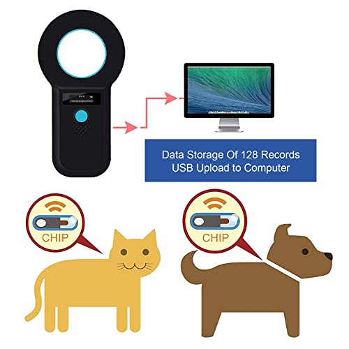 APKLVSR Lector de Chip para Mascotas, RFID Escáner para Microchips Identificación del Hogar Animales 134,2KHz/125KHz Chip Portátil con Pantalla OLED para Lectores ISO11784/85/FDX-B/EMID(Negro)