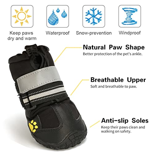 AQH Zapatos Perro, 4 Pcs Zapatos Antideslizantes para Perros con Resistente al Desgaste, Banda Interior Antideslizante y elástica Resistente para Mediano y Grandes Perros (5#)
