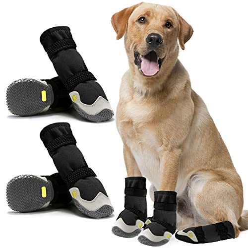 AQH Zapatos Perro, Tubo Largo térmico Zapatos Impermeables para Perros, Protector de Pata de Perro con Suela de Goma de Microfibra Transpirable (2#)