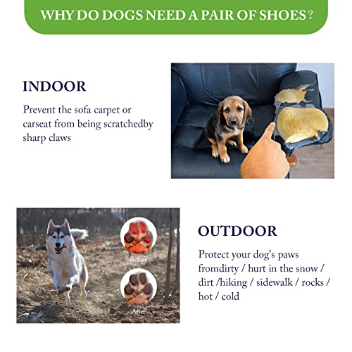 AQH Zapatos Perro, Tubo Largo térmico Zapatos Impermeables para Perros, Protector de Pata de Perro con Suela de Goma de Microfibra Transpirable (8#)