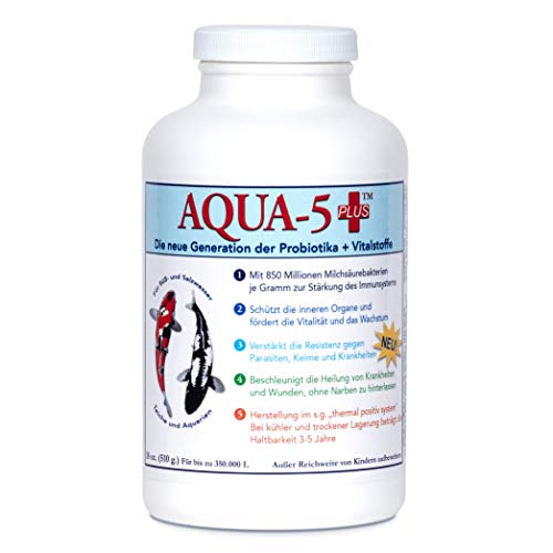 AQUA-5 PLUS+ La nueva generación de bacterias ácido láctico + probióticos + vitaminas Koi estanque bacterias de 336 g hasta 672 g (510 g)