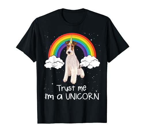 Arcoiris Mágico Unicornio Fox Terrier De Pelo Duro Camiseta