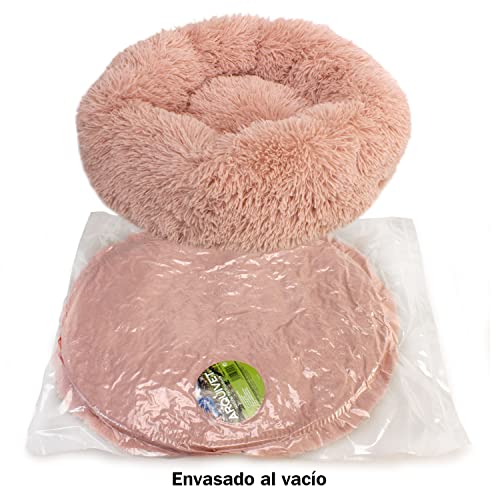 Arquivet Cama Redonda Suave Color Rosa 50 cm - Cama antiestrés para Perros - Muy cómoda y Relajante - Base Antideslizante - Perros pequeños y medianos