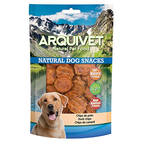 Arquivet Chips de pato para perros - Snacks naturales para perro - Golosinas para perro - Chuches para perro - Premios y recompensas caninas - Comida para perros - 100 g